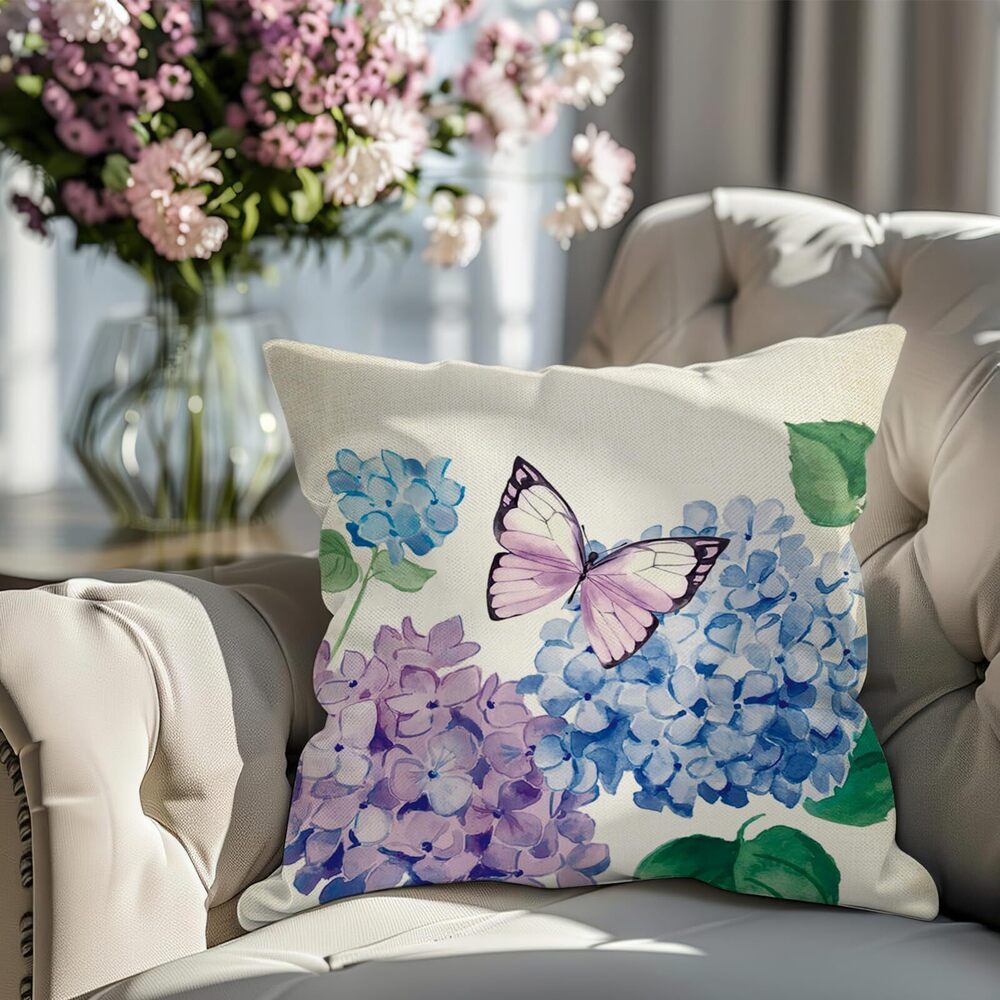 5953 Spring Summer Butterfly Decorative Throw Pillow Covers 18 x 18 Set of - Picture 5 of 6